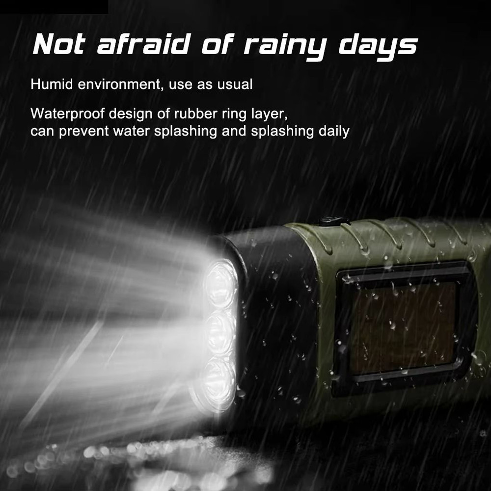 Solar Hand Crank LED Flashlight  Portable Camping Lantern With Dynamo Power And Emergency Torch Lig 1