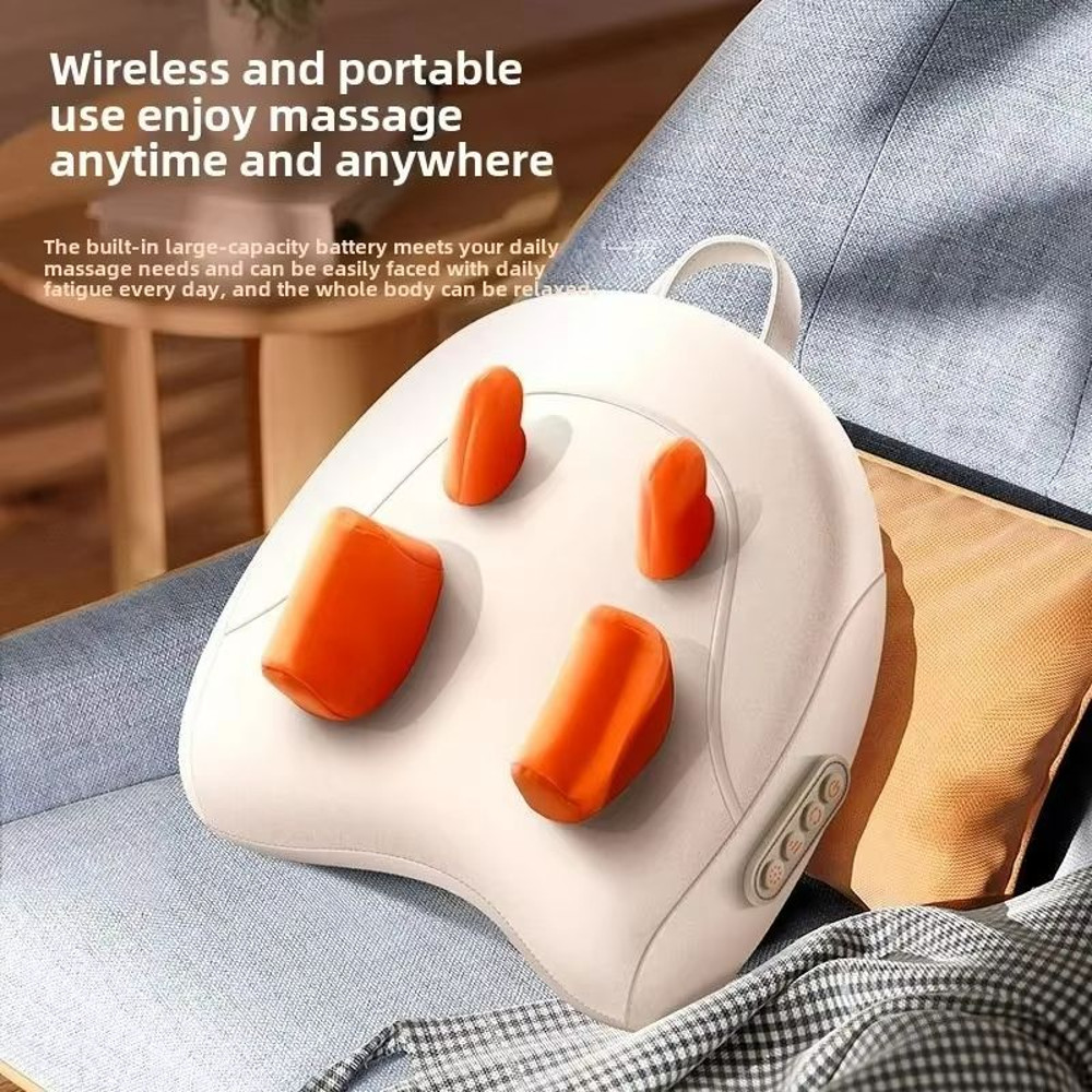 Wireless Shiatsu Massage Pillow  Electric Neck Back  Waist Massager With Heat For Car And Home 1