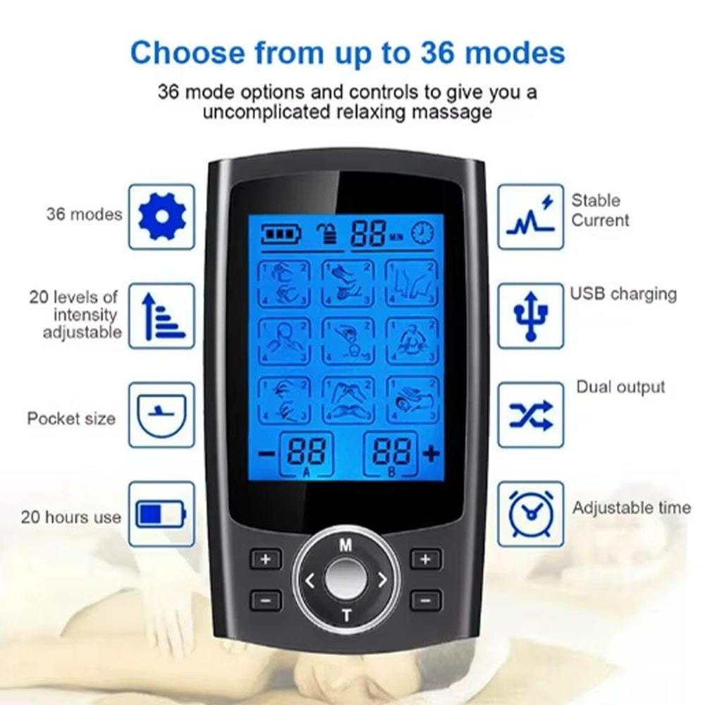 EMS TENS Muscle Stimulator 36Mode Electric Body Massager For Pain Relief Slimming Therapy 2
