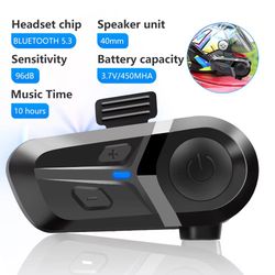 bluetooth 5.3 motorcycle helmet headset – waterproof hands-free earphone & music player