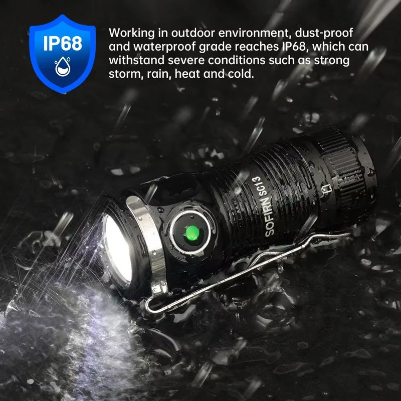 Sofirn SC13 Mini Rechargeable LED Flashlight  1300 Lumen High CRI Torch With Magnetic Base 0