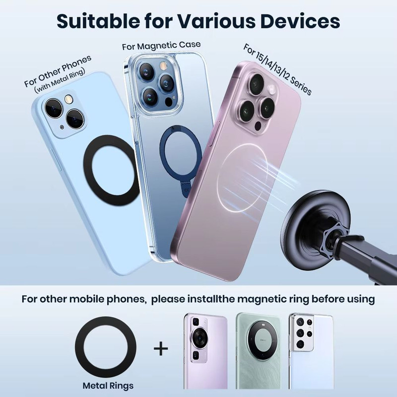 TOPK Magnetic Car Phone Holder For MagSafe IPhone 15 Pro Max  SingleHand Metal Hook 3