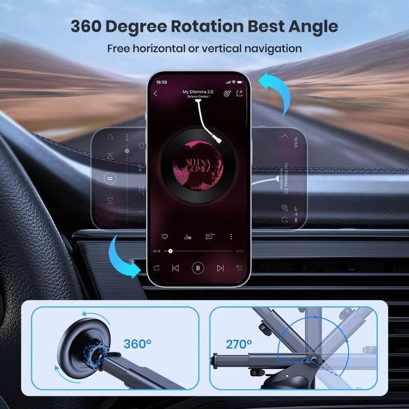 TOPK Magnetic Car Phone Holder For MagSafe IPhone 15 Pro Max  SingleHand Metal Hook 4