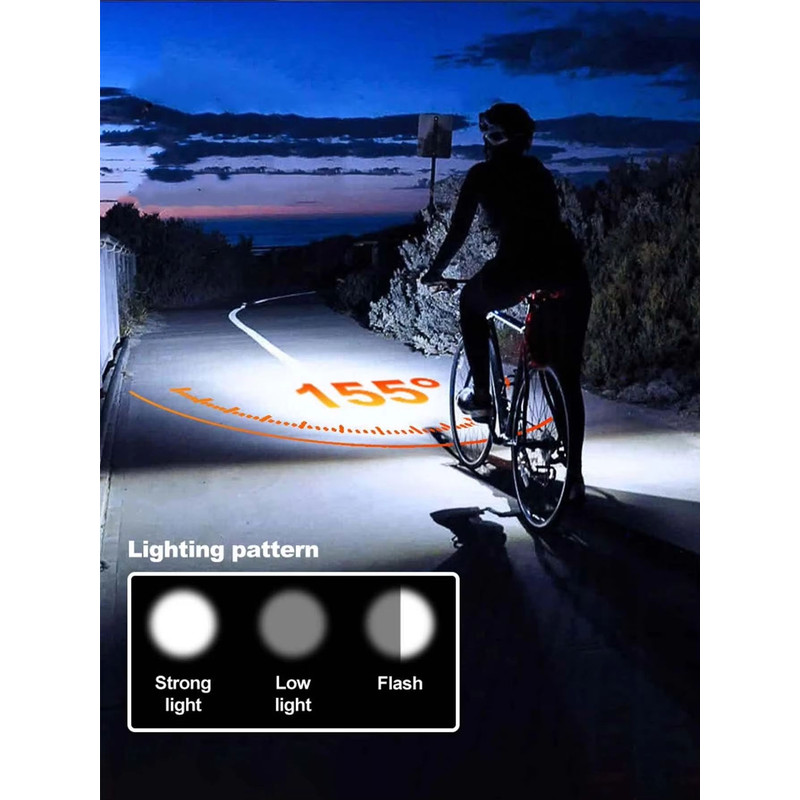Solar Rechargeable Bicycle Light With 120dB Horn  TYPEC Charging 5