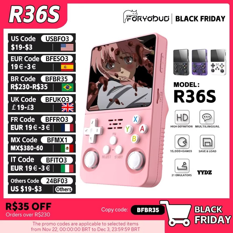 R36S Retro Handheld Game Console 35Inch IPS Screen Portable Gaming System With 64GB And 15000 Clas 0