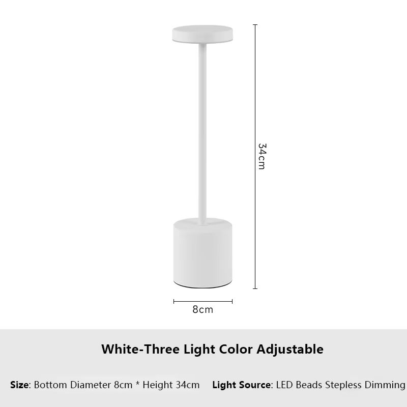 Rechargeable Metal Touch Sensor LED Table Lamp  3Color Adjustable Ambient Desk  Night Light 7