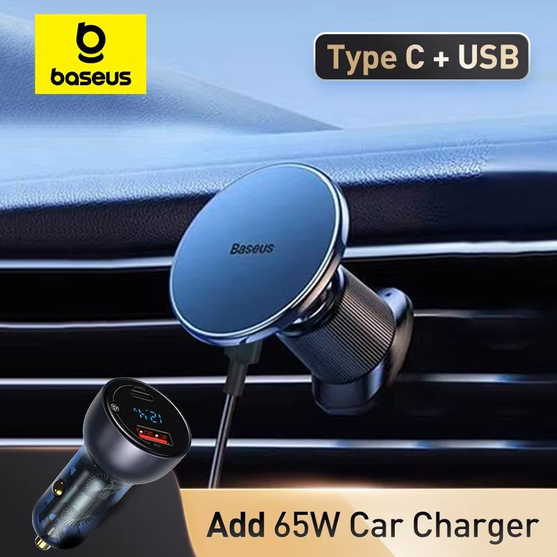 Baseus Magnetic Wireless Car Charger  15W Fast Charging Phone Mount For IPhone 16151413 9