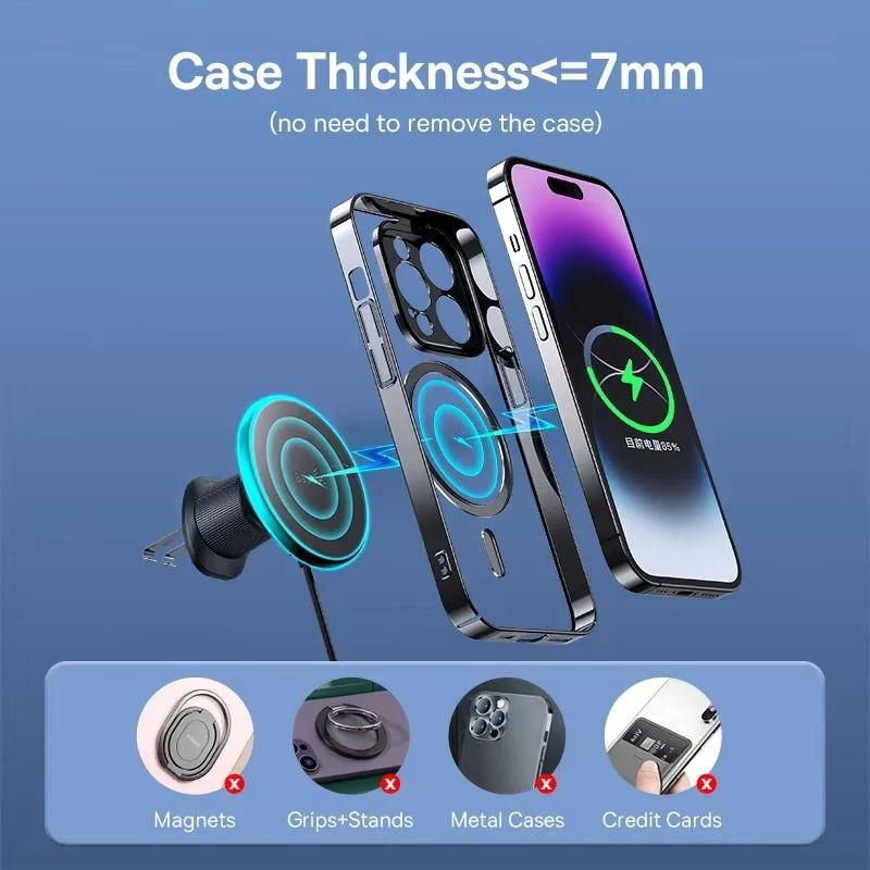 Baseus Magnetic Wireless Car Charger  15W Fast Charging Phone Mount For IPhone 16151413 2