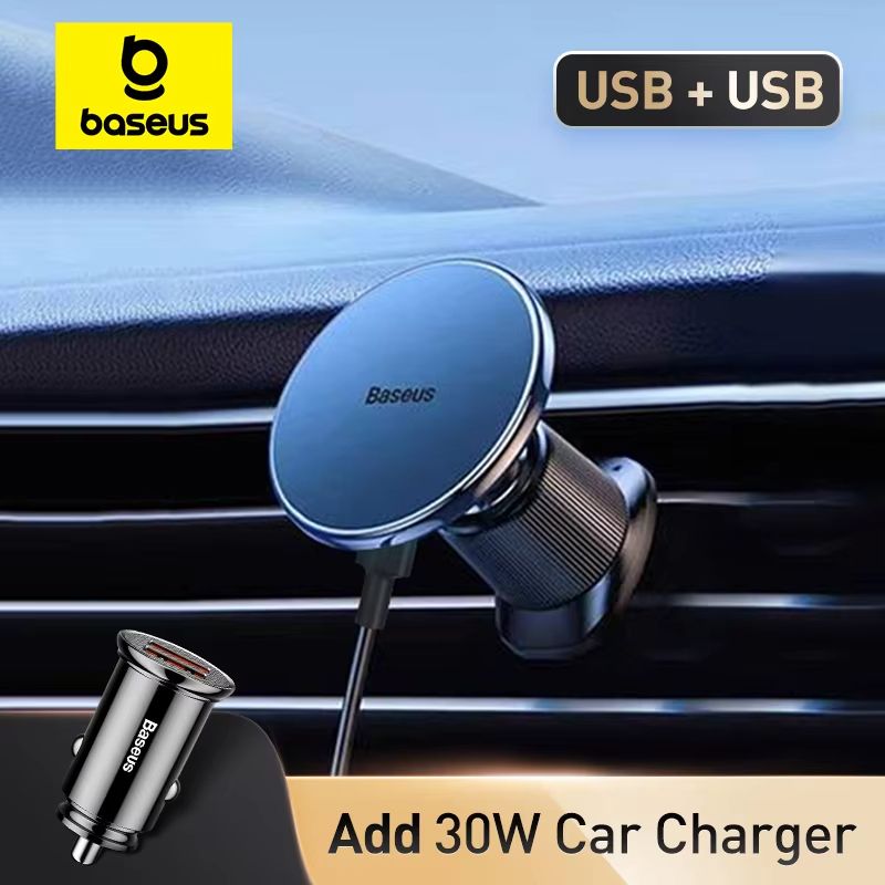 Baseus Magnetic Wireless Car Charger  15W Fast Charging Phone Mount For IPhone 16151413 7