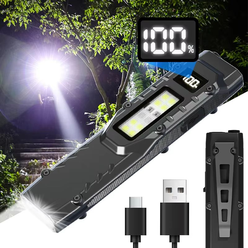 800 Lumens USB Rechargeable Tactical Flashlight  Waterproof LED Work Light With COB Side Lamp 0
