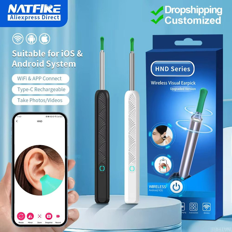 Wireless Ear Cleaner With Camera  USBC Rechargeable Otoscope Earwax Removal Tool 0