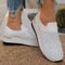 Womens Rhinestone Wedge Sneakers Breathable Lightweight SlipOn Mesh Casual Shoes 5