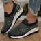 Womens Rhinestone Wedge Sneakers  Breathable Lightweight SlipOn Mesh Casual Shoes 7