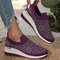 Womens Rhinestone Wedge Sneakers  Breathable Lightweight SlipOn Mesh Casual Shoes 10