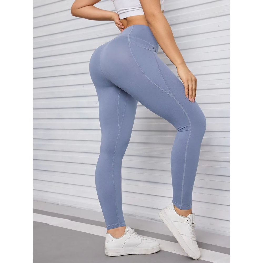 Womens High Waist Leggings With Pockets AllSeason Yoga Pants For Workout Running Fitness 2