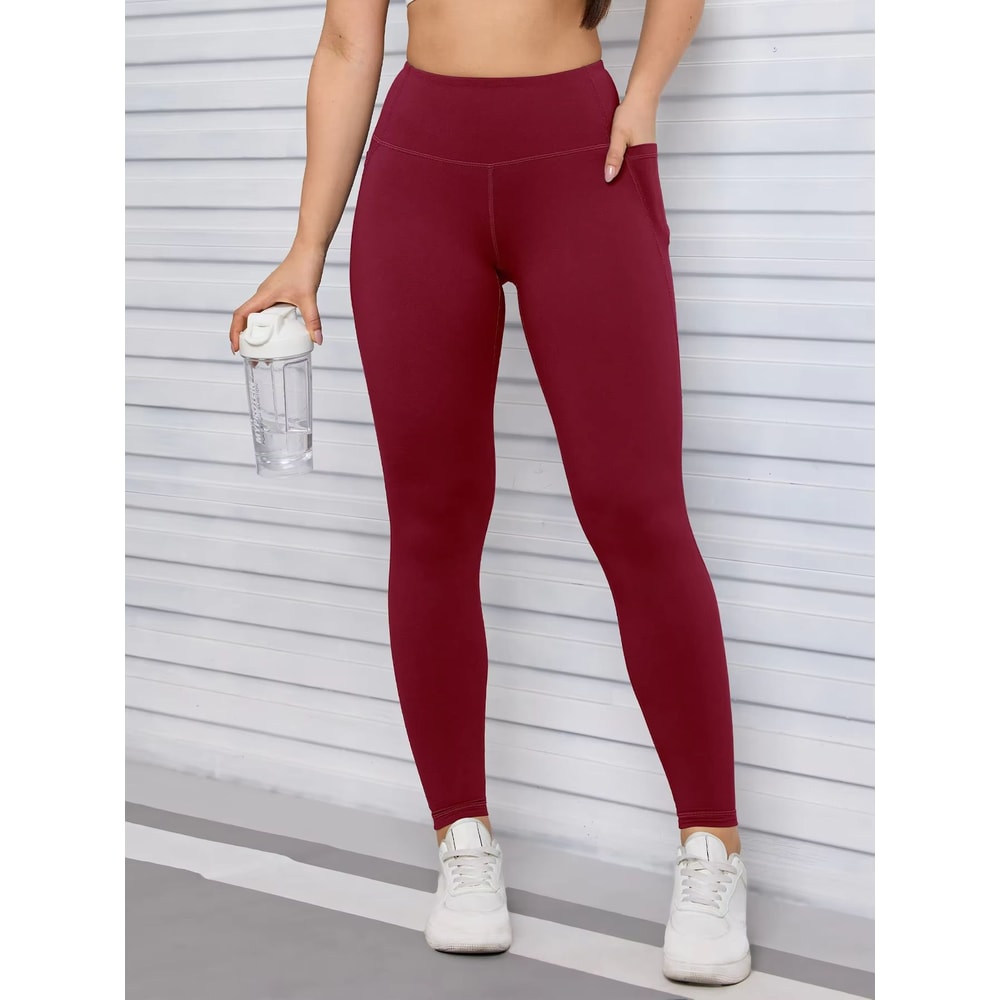 Womens High Waist Leggings With Pockets AllSeason Yoga Pants For Workout Running Fitness 3