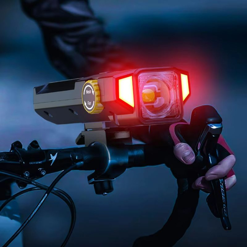 4000mAh Solar Bike Light  2000LM Rechargeable Bicycle Front Light With Zoom Beam  COB Red Side Lamp 2