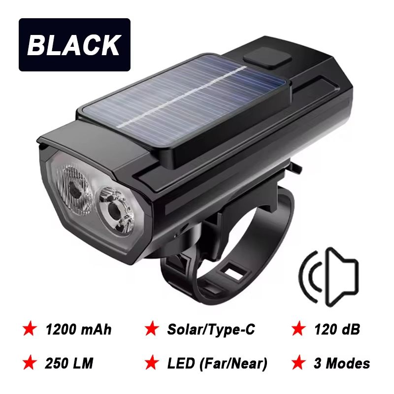 4000mAh Solar Bike Light  2000LM Rechargeable Bicycle Front Light With Zoom Beam  COB Red Side Lamp 6
