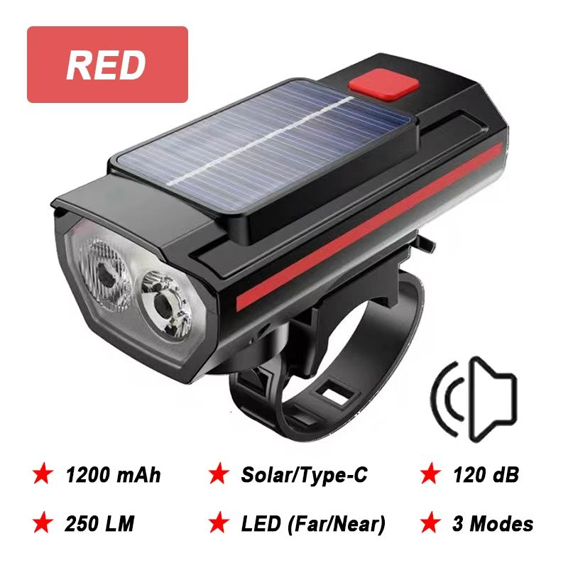 4000mAh Solar Bike Light  2000LM Rechargeable Bicycle Front Light With Zoom Beam  COB Red Side Lamp 8