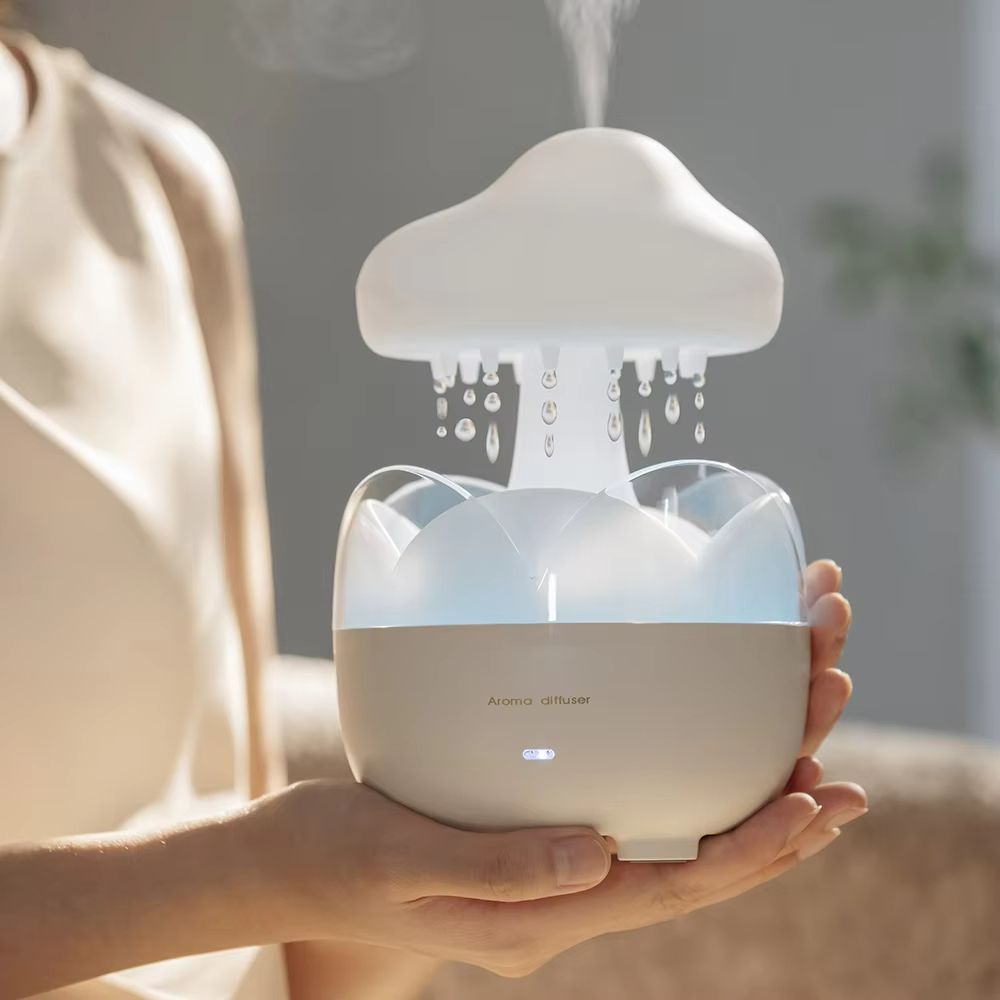 Mushroom Rain Cloud Humidifier  Electric Aroma Diffuser With Night Light  Relaxing Water Drop Sound 0