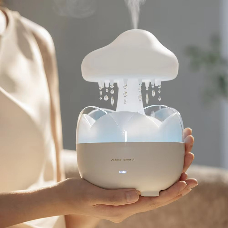 Mushroom Rain Cloud Humidifier  Electric Aroma Diffuser With Night Light  Relaxing Water Drop Sound 0
