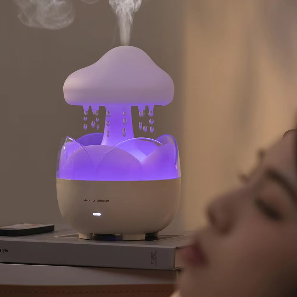 Mushroom Rain Cloud Humidifier  Electric Aroma Diffuser With Night Light  Relaxing Water Drop Sound 5