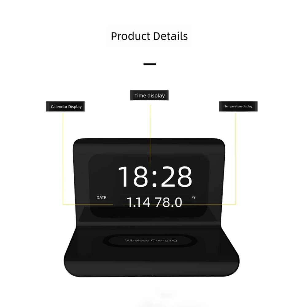 3in1 Wireless Charger With LED Clock  Calendar  Fast 40W Charging Dock For IPhone Samsung  More 4