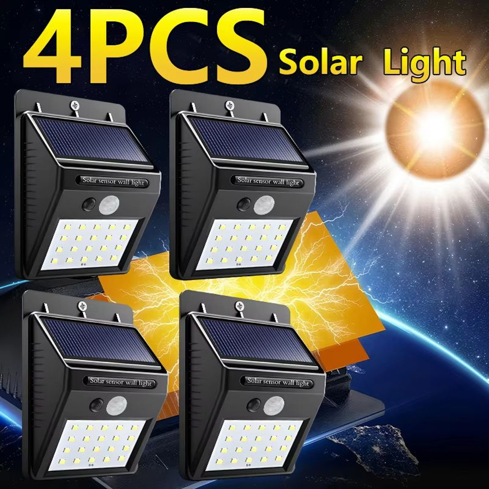 4Pack Solar Outdoor Wall Lights With Motion Sensor  Waterproof LED Security Lighting For Garden Pat 0