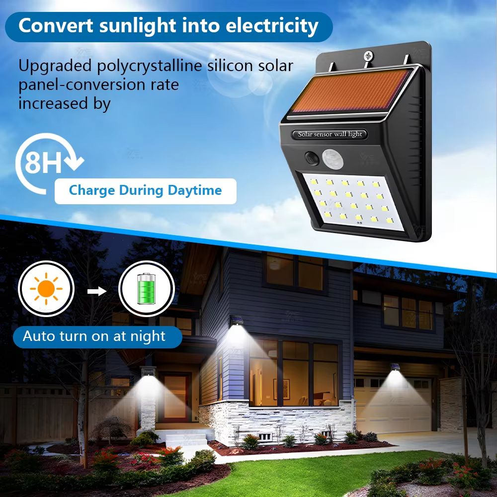 4Pack Solar Outdoor Wall Lights With Motion Sensor  Waterproof LED Security Lighting For Garden Pat 2
