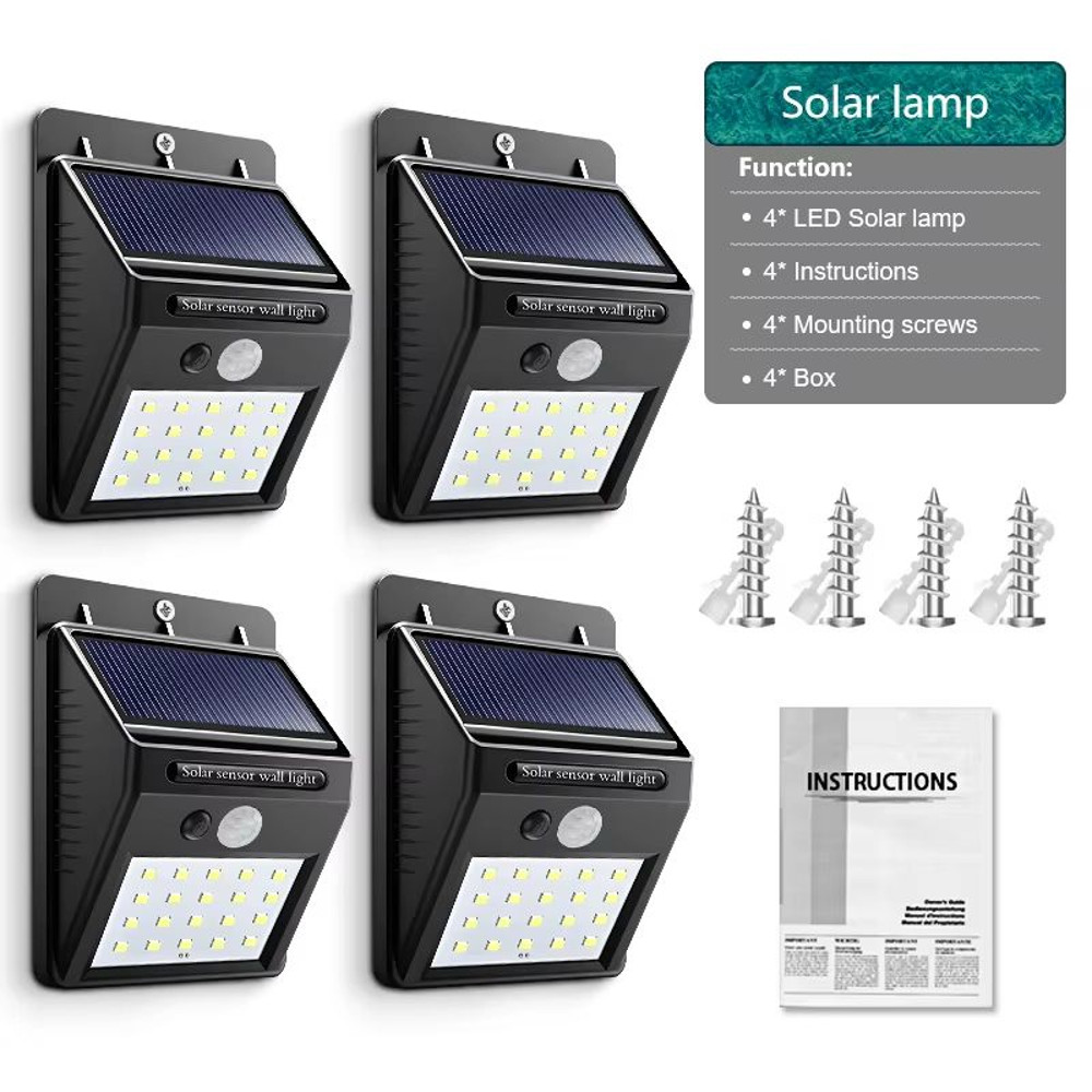 4Pack Solar Outdoor Wall Lights With Motion Sensor  Waterproof LED Security Lighting For Garden Pat 7