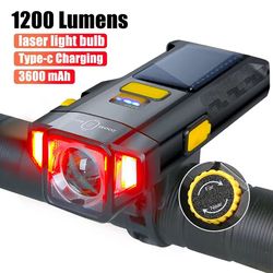 usb rechargeable solar bike light – bright front lamp with power display for safe cycling