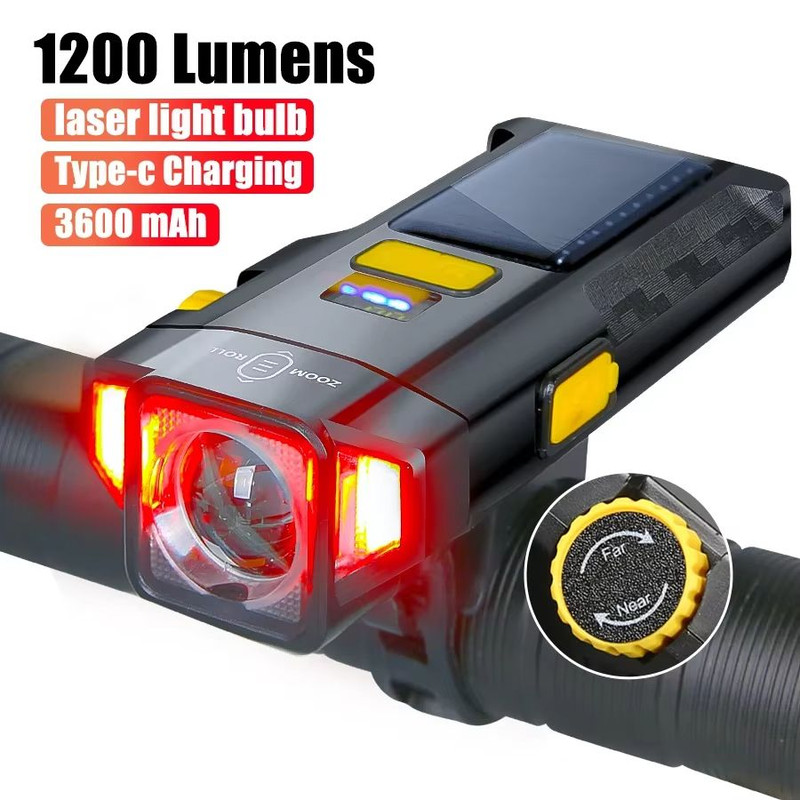 USB Rechargeable Solar Bike Light  Bright Front Lamp With Power Display For Safe Cycling 0