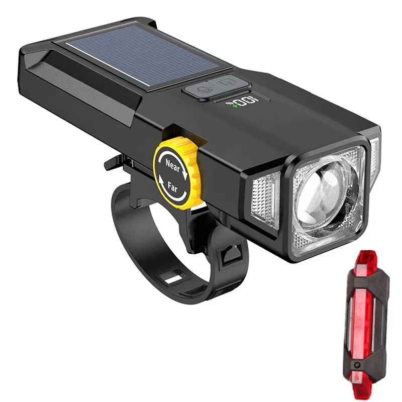 USB Rechargeable Solar Bike Light  Bright Front Lamp With Power Display For Safe Cycling 7