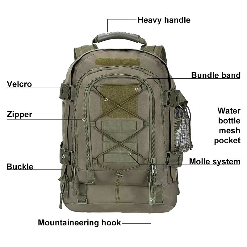 60L Tactical Backpack For Men Expandable Military Hiking And Camping Rucksack 2
