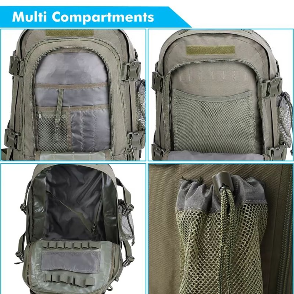 60L Tactical Backpack For Men Expandable Military Hiking And Camping Rucksack 5