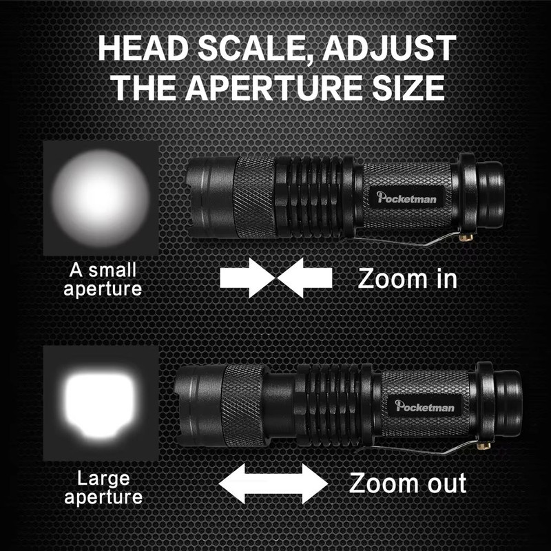 Set Of 5 Mini Tactical LED Flashlights  Bright Zoomable PocketSized Torches Powered By AA Or 14500  3