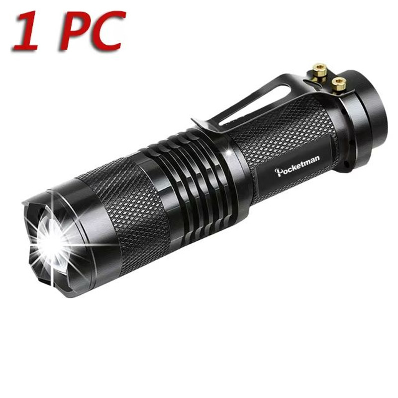 Set Of 5 Mini Tactical LED Flashlights  Bright Zoomable PocketSized Torches Powered By AA Or 14500  6