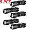 Set Of 5 Mini Tactical LED Flashlights  Bright Zoomable PocketSized Torches Powered By AA Or 14500  8