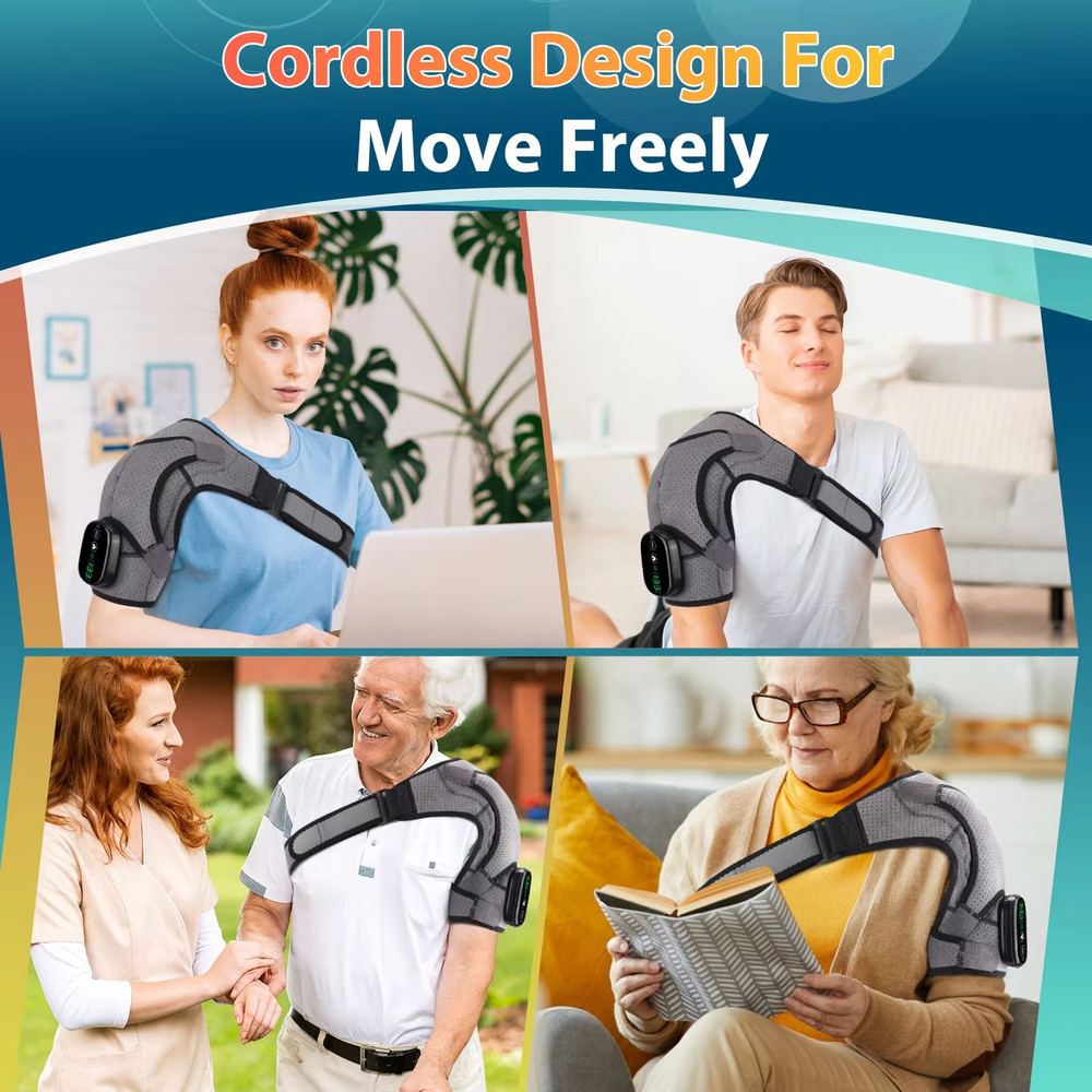 Electric Heating Shoulder Brace With Vibration  LED Display  Pain Relief  Muscle Relaxation Support 4