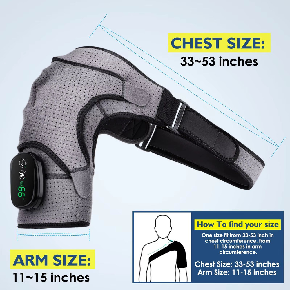 Electric Heating Shoulder Brace With Vibration  LED Display  Pain Relief  Muscle Relaxation Support 5