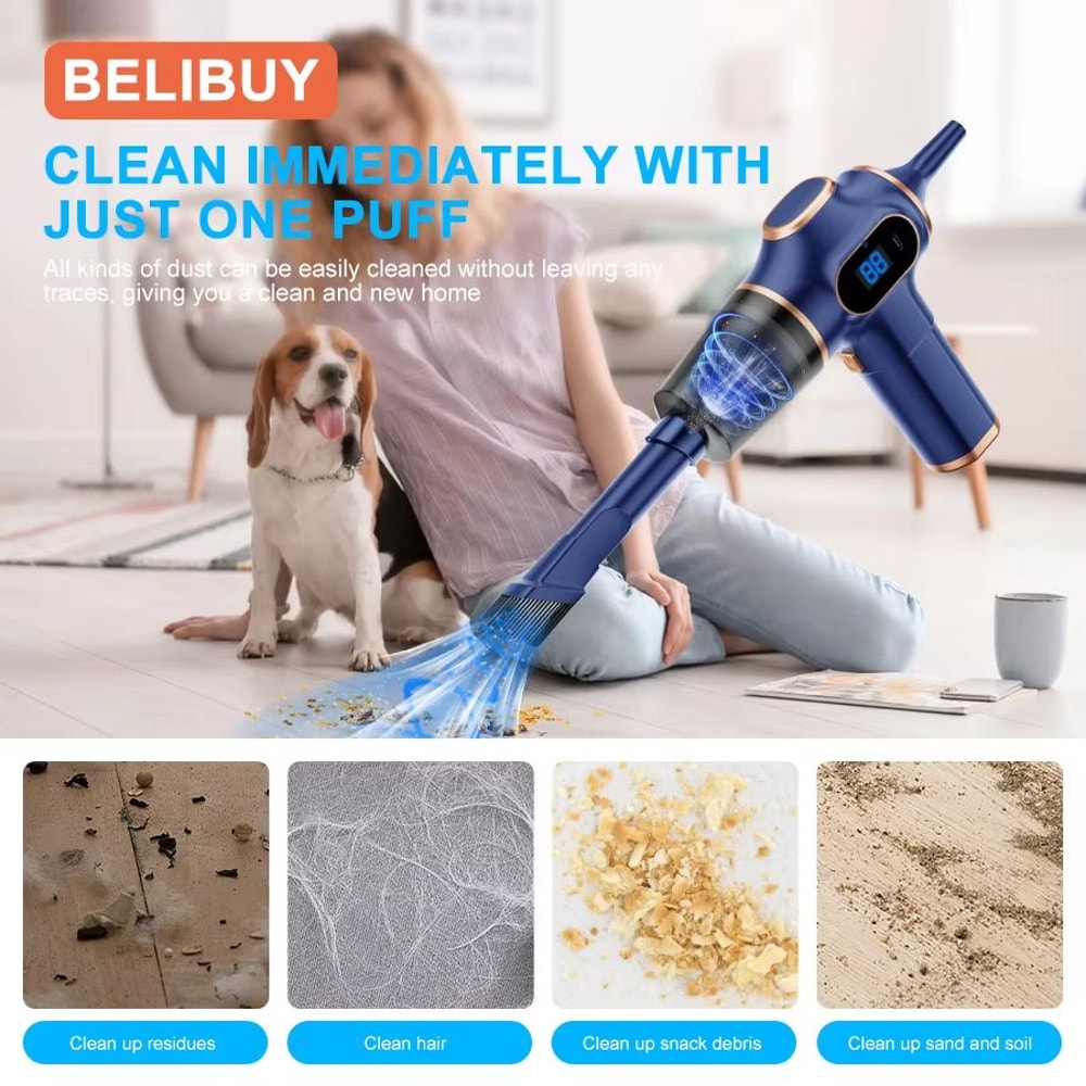 BELIBUY Wireless Car Vacuum Cleaner HighPower Handheld Mini Vacuum For Home Sofa Carpet And Auto C 0