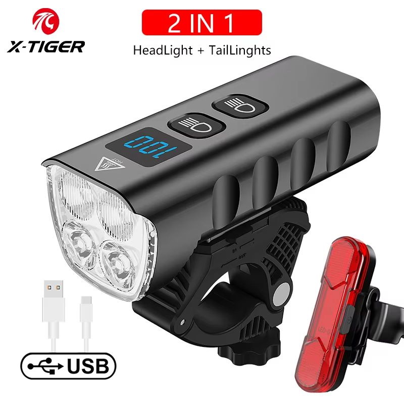 XTIGER 2400 Lumen Waterproof Bike Light  USB Rechargeable Aluminum Alloy Cycling Headlight For MTB  10