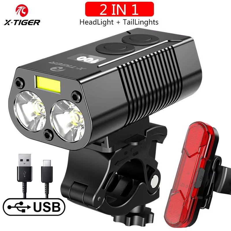XTIGER 2400 Lumen Waterproof Bike Light  USB Rechargeable Aluminum Alloy Cycling Headlight For MTB  14