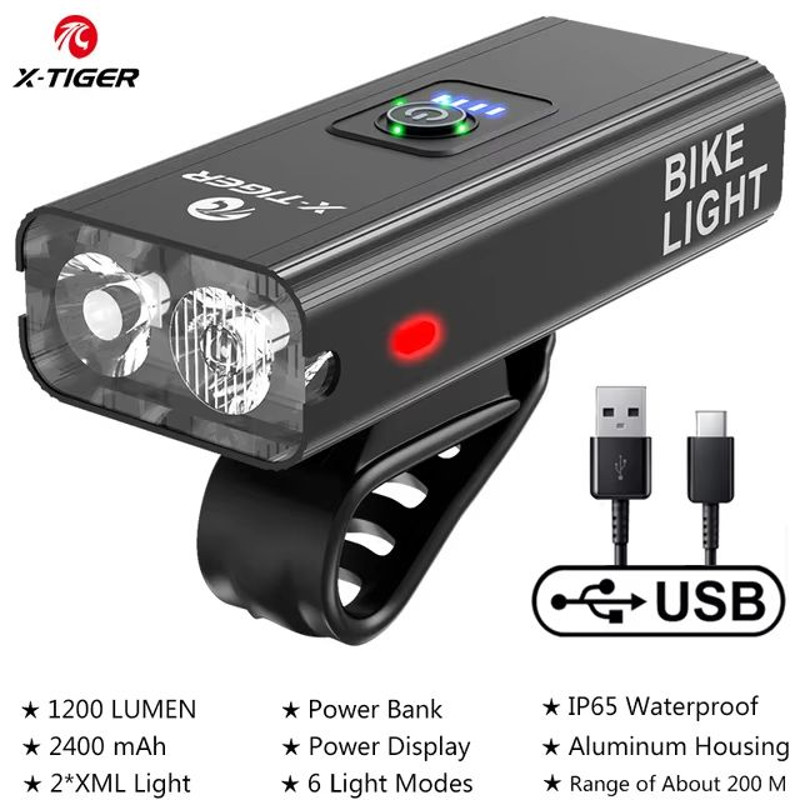 XTIGER 2400 Lumen Waterproof Bike Light  USB Rechargeable Aluminum Alloy Cycling Headlight For MTB  17