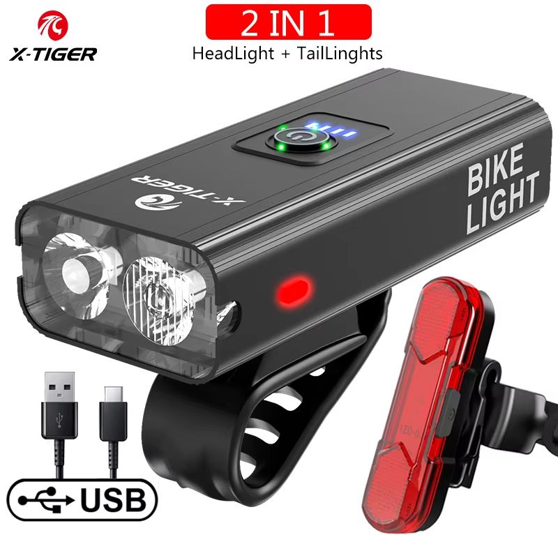 XTIGER 2400 Lumen Waterproof Bike Light  USB Rechargeable Aluminum Alloy Cycling Headlight For MTB  18