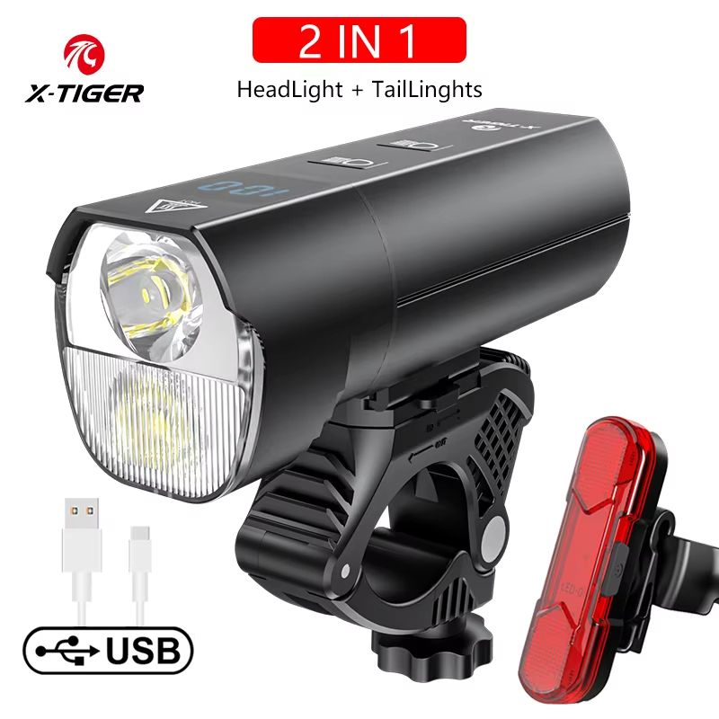 XTIGER 2400 Lumen Waterproof Bike Light  USB Rechargeable Aluminum Alloy Cycling Headlight For MTB  8