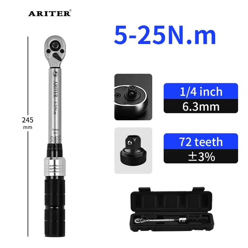ARITER High Precision Click Torque Wrench 14 38 12 Drive Professional 3 Accuracy For Bicycle Car 5