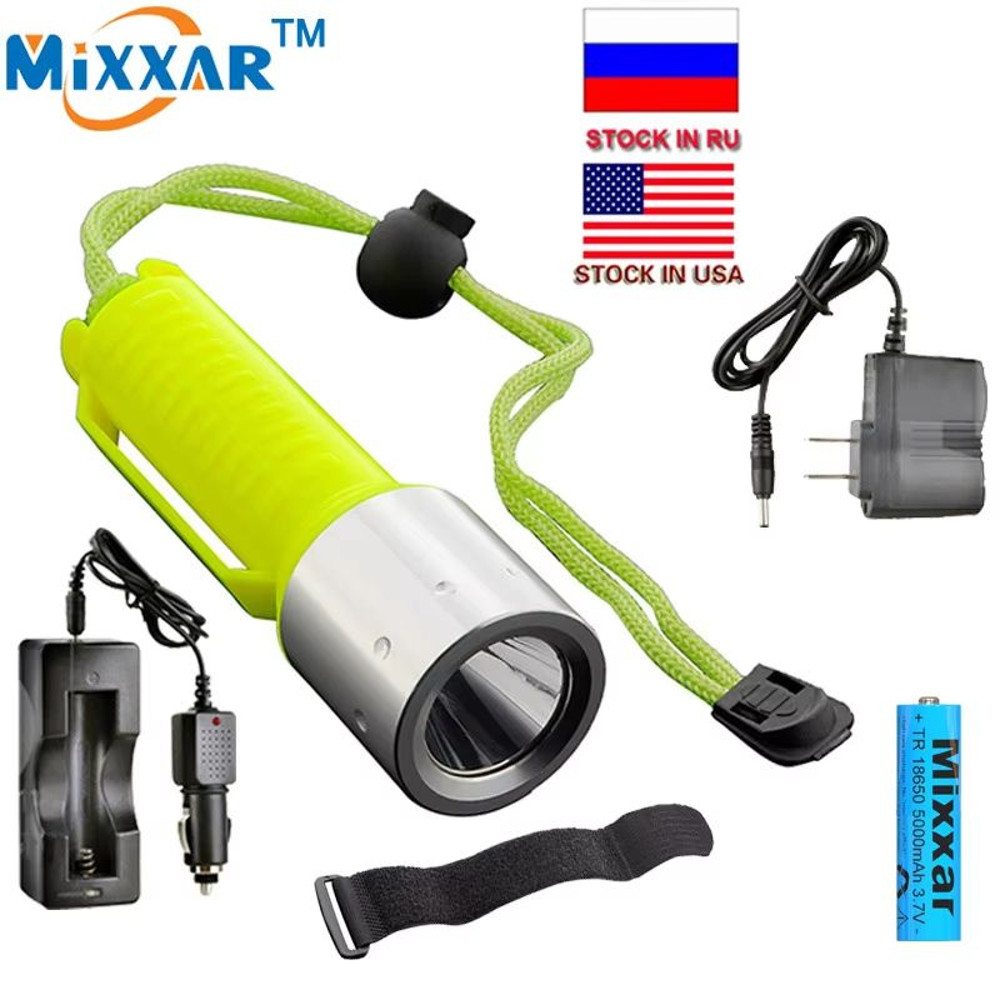 ZK20 Rechargeable Diving Flashlight  Powerful Q5 LED Underwater Scuba Torch With 18650 Battery 6