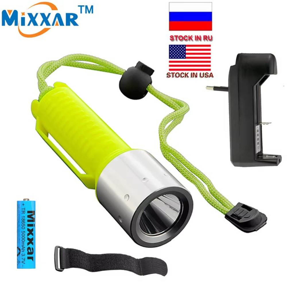 ZK20 Rechargeable Diving Flashlight  Powerful Q5 LED Underwater Scuba Torch With 18650 Battery 8