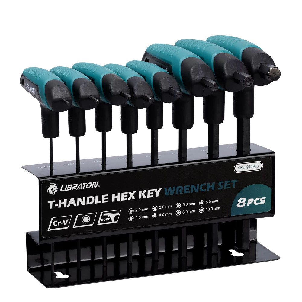 8PCS Metric THandle Allen Wrench Set  20mm10mm Hex Key Tools With Storage Rack For Auto Bike  DIY R 6